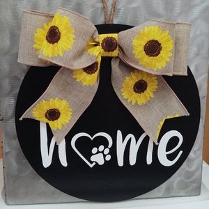 Sunflower Home Paw Love Wooden Sign 10"